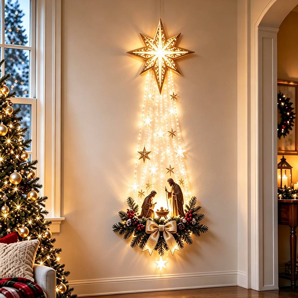 ✨Last Day 49% OFF✨✝️ Bethlehem Star – Lighted Nativity Wall Decor.
